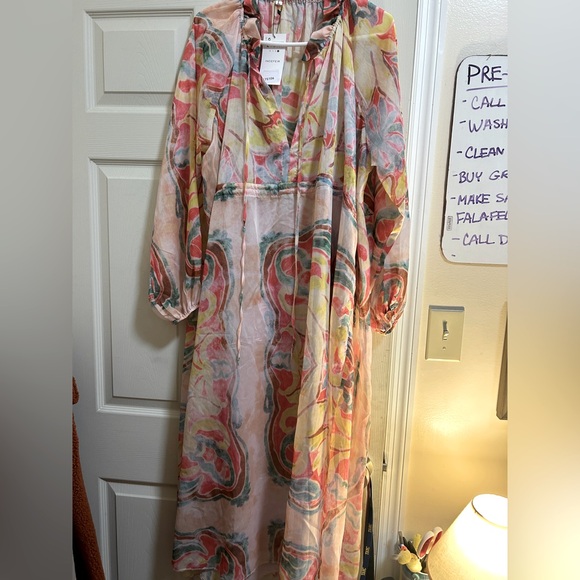 Indefier Long Sleeve Caftan Maxi Dress with Attached Slip Dress - Picture 1 of 2